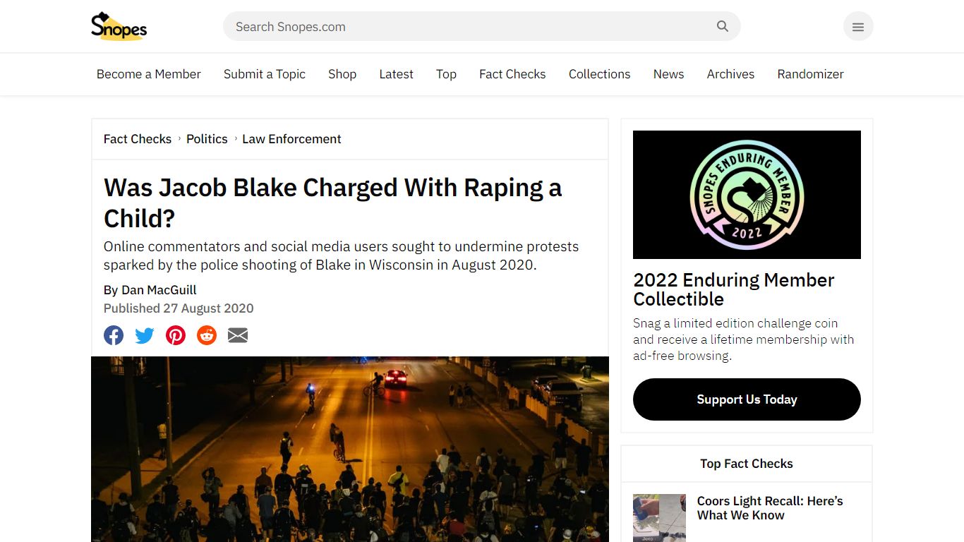 Was Jacob Blake Charged With Raping a Child? | Snopes.com